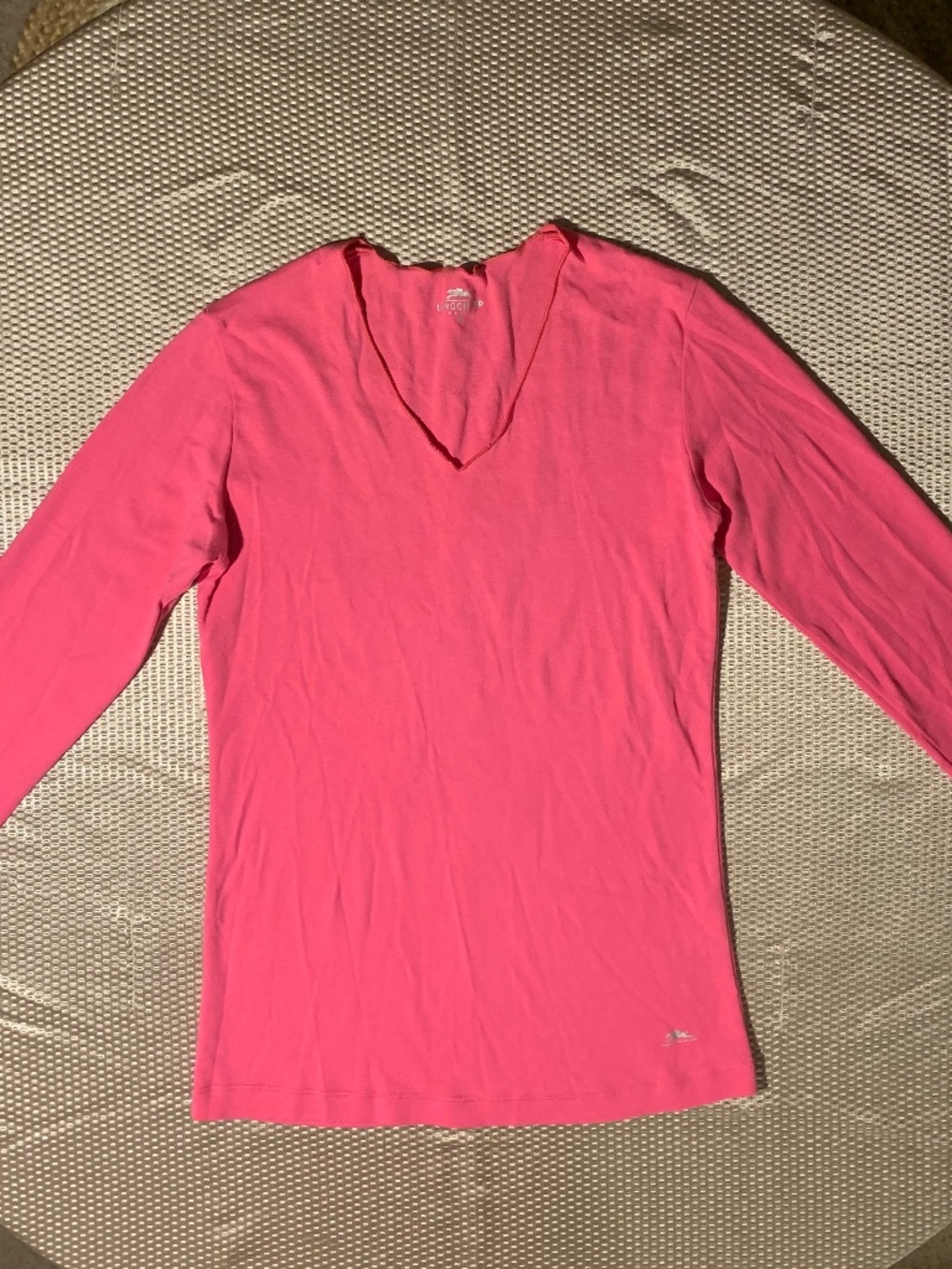 Longchamp Paris 100% Cotton V-Neck Long Sleeve Knit Top Pink Size 1 (XS/S)